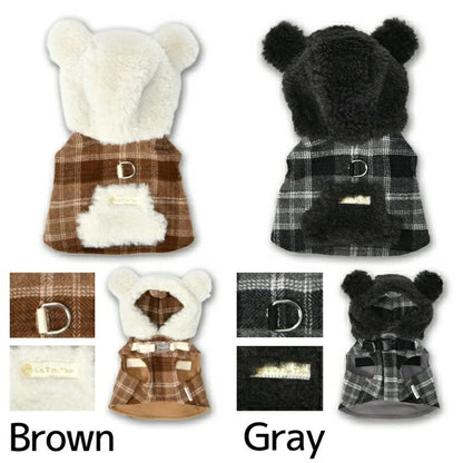 アントゥトゥ Un TouTou ボアフードハーネス【小型犬 犬用 ハーネス お散歩 セレブ】