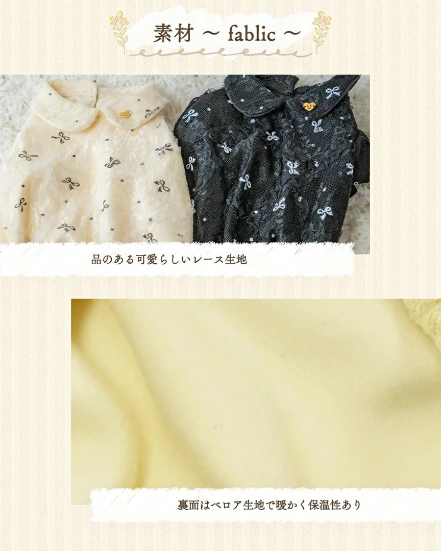 アントゥトゥ Un TouTou リボン柄バルーンブラウス【小型犬 犬服 トップス ブラウス シャツ セレブ】