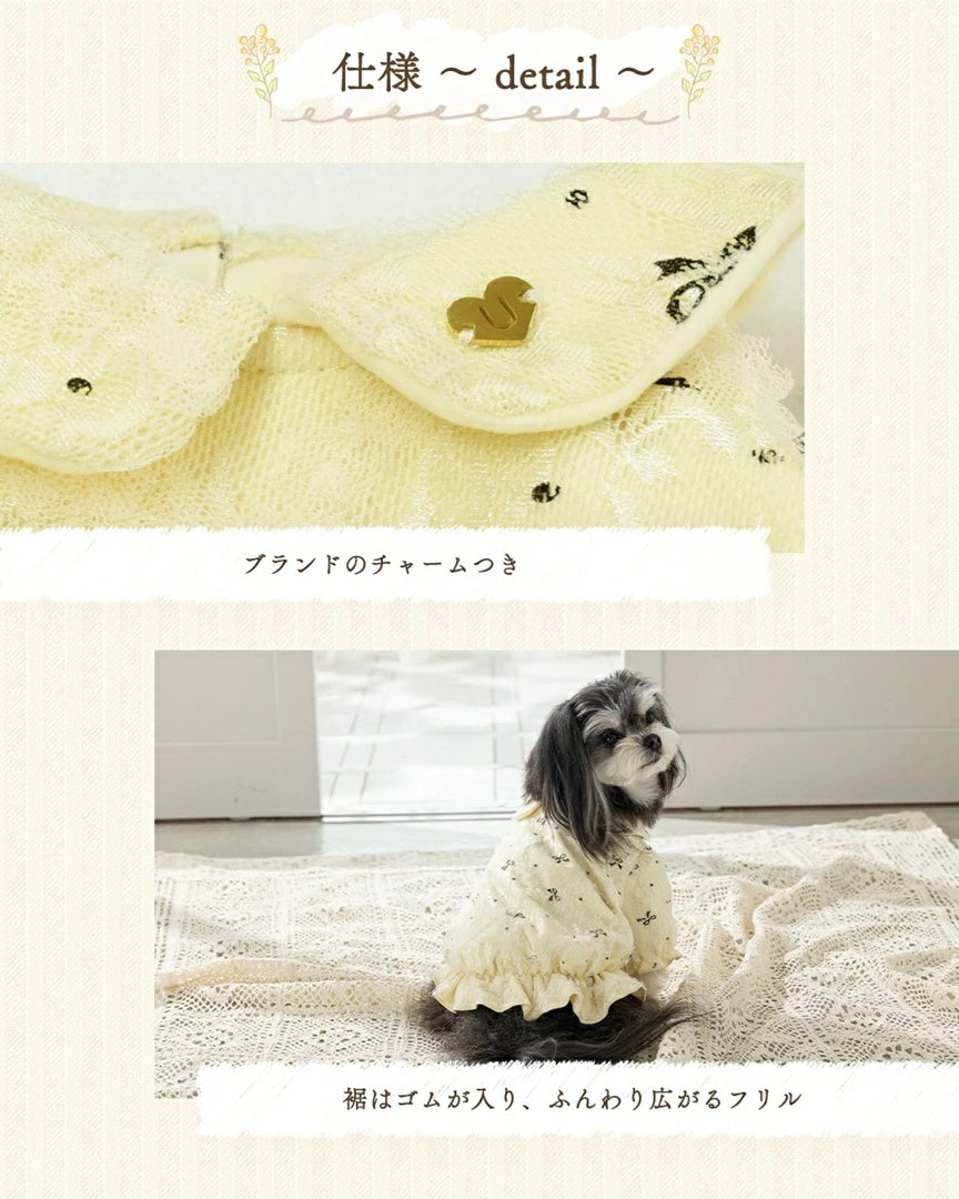 アントゥトゥ Un TouTou リボン柄バルーンブラウス【小型犬 犬服 トップス ブラウス シャツ セレブ】