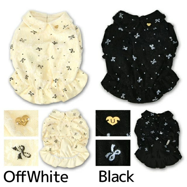 アントゥトゥ Un TouTou リボン柄バルーンブラウス【小型犬 犬服 トップス ブラウス シャツ セレブ】