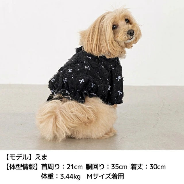 アントゥトゥ Un TouTou リボン柄バルーンブラウス【小型犬 犬服 トップス ブラウス シャツ セレブ】