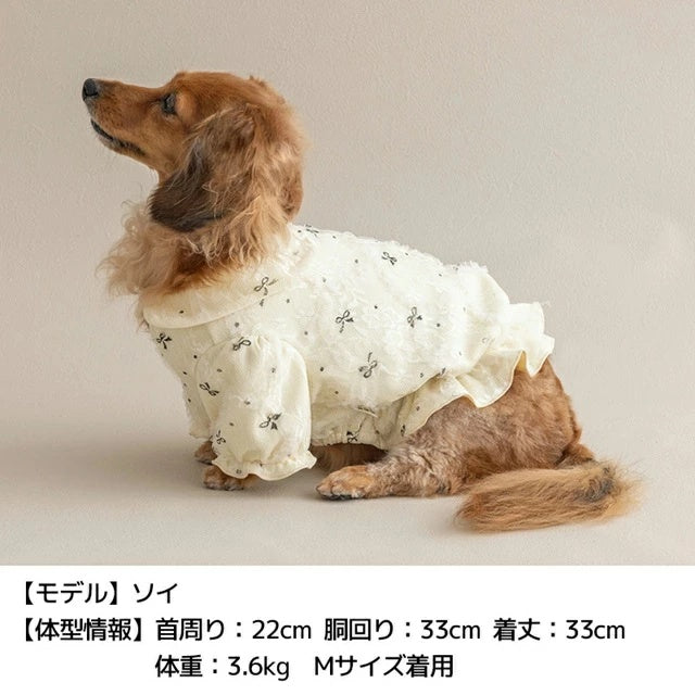 アントゥトゥ Un TouTou リボン柄バルーンブラウス【小型犬 犬服 トップス ブラウス シャツ セレブ】
