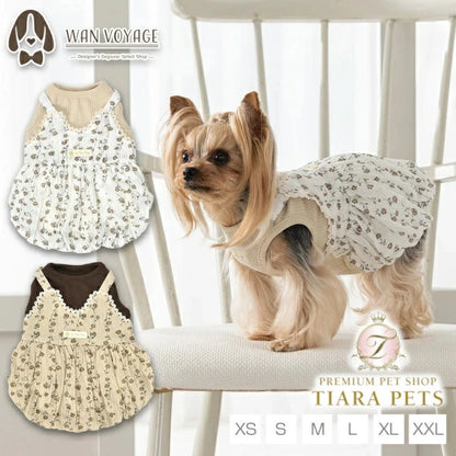 アントゥトゥ Un TouTou 小花柄アンサンブルワンピ【小型犬 犬服 ワンピース スカート ドレス セレブ】