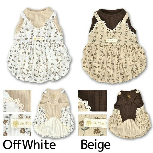 アントゥトゥ Un TouTou 小花柄アンサンブルワンピ【小型犬 犬服 ワンピース スカート ドレス セレブ】