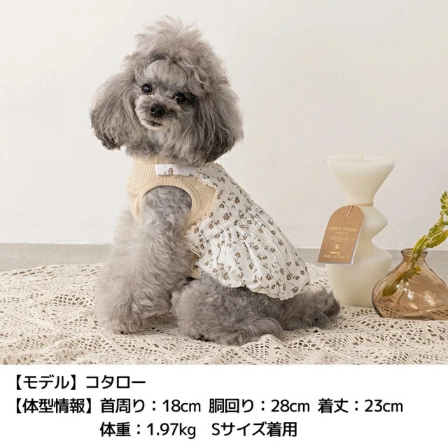 アントゥトゥ Un TouTou 小花柄アンサンブルワンピ【小型犬 犬服 ワンピース スカート ドレス セレブ】