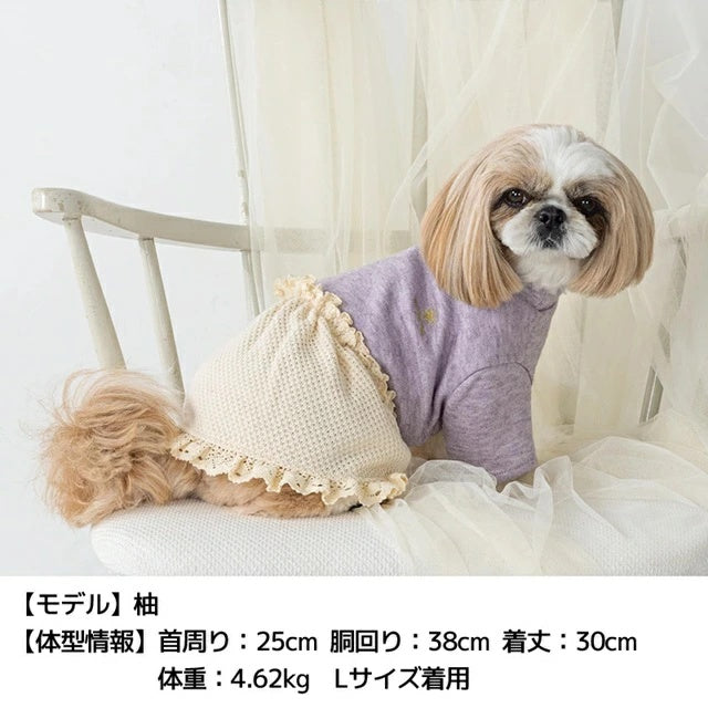 アントゥトゥ Un TouTou 裾レース切替ニットワンピ【小型犬 犬服 ワンピース スカート ドレス セレブ】
