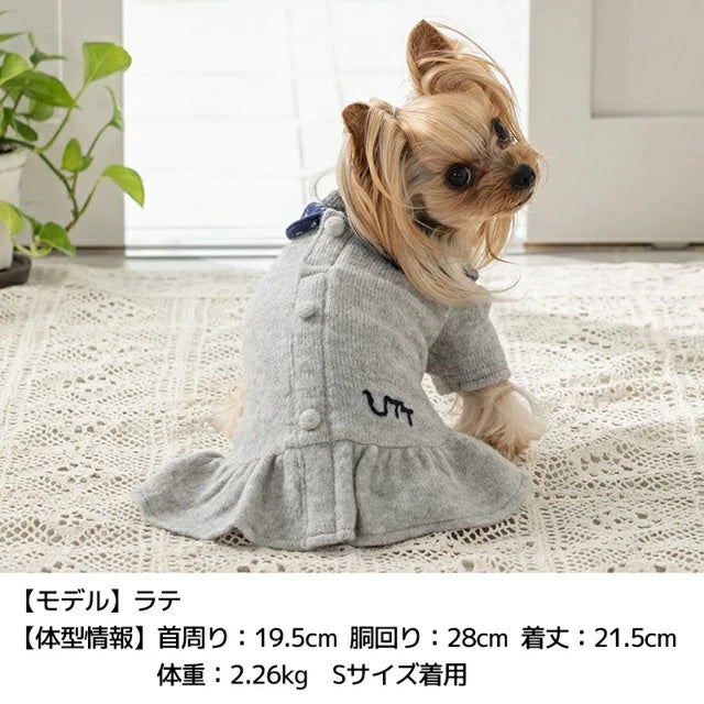 アントゥトゥ Un TouTou 小花柄襟ニットワンピ【小型犬 犬服 ワンピース スカート ドレス セレブ】