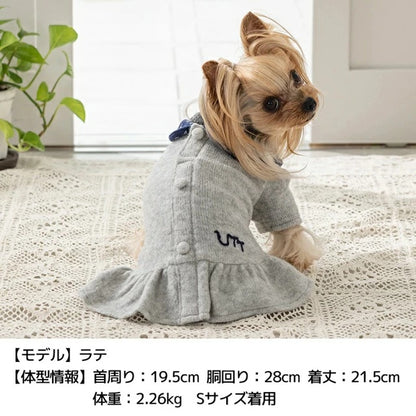 アントゥトゥ Un TouTou 小花柄襟ニットワンピ【小型犬 犬服 ワンピース スカート ドレス セレブ】