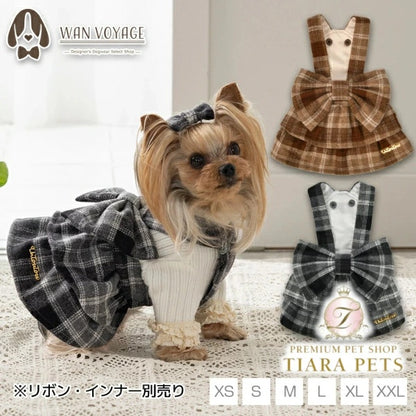 アントゥトゥ Un TouTou チェック柄サロペットスカート【小型犬 犬服 ワンピース スカート サロペット セレブ】