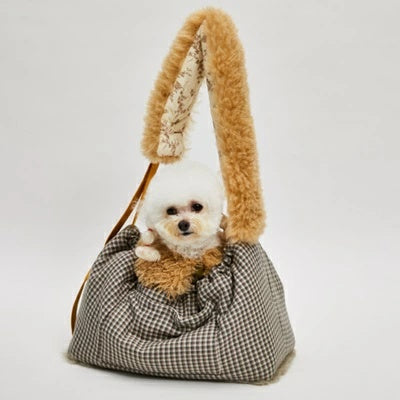 ルイスドッグ louisdog Heritage Check Fur Sling Bag【小型犬 犬用 キャリーバッグ スリングバッグ カバン セレブ】