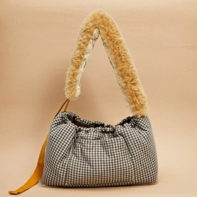 ルイスドッグ louisdog Heritage Check Fur Sling Bag【小型犬 犬用 キャリーバッグ スリングバッグ カバン セレブ】