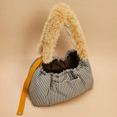 ルイスドッグ louisdog Heritage Check Fur Sling Bag【小型犬 犬用 キャリーバッグ スリングバッグ カバン セレブ】