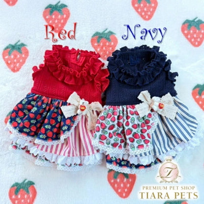 J&Kアニマルズ J&K animals☆予約受付中☆ストライプいちごOP【小型犬 犬服 ワンピース スカート ドレス】