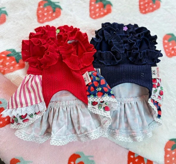 J&Kアニマルズ J&K animals☆予約受付中☆ストライプいちごOP【小型犬 犬服 ワンピース スカート ドレス】