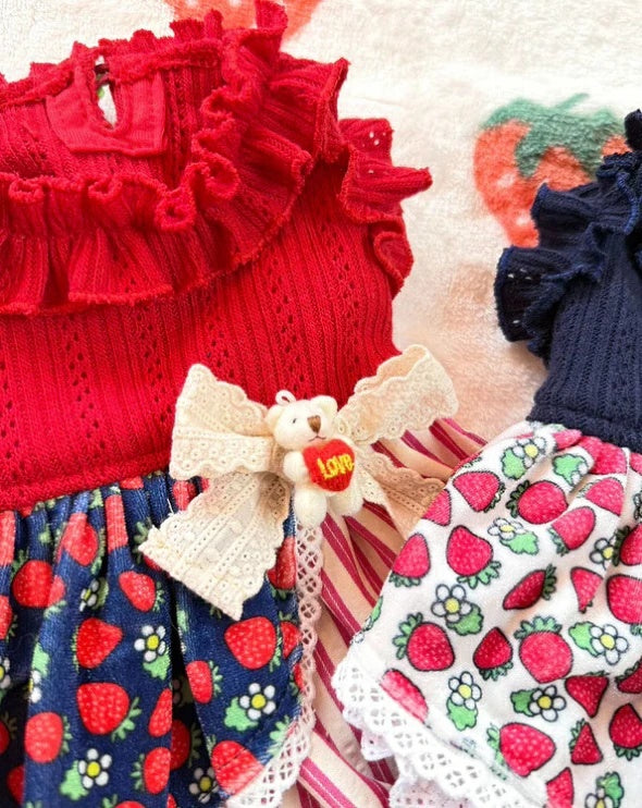 J&Kアニマルズ J&K animals☆予約受付中☆ストライプいちごOP【小型犬 犬服 ワンピース スカート ドレス】