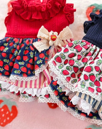 J&Kアニマルズ J&K animals☆予約受付中☆ストライプいちごOP【小型犬 犬服 ワンピース スカート ドレス】