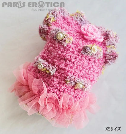 パリエロ PARIERO  CC風ニットジャケット チュール付き [オーダーメイド]【小型犬 犬服 アウター ジャケット ニット セレブ】