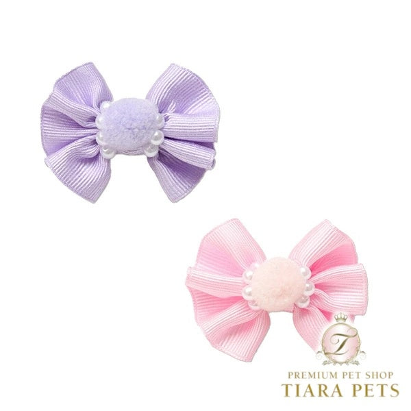 きゃんナナ CanNana ぽんぽんバレッタリボン LB-325【小型犬 アクセサリー バレッタ ヘアーアクセサリー】