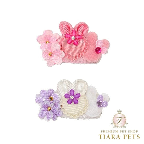きゃんナナ CanNana うさぎデコレーションパッチン AC-045 ☆11月末入荷予定☆【小型犬 アクセサリー バレッタ ヘアーアクセサリー】