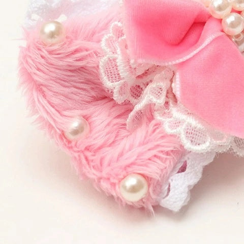 きゃんナナ CanNana ファーデコレーションバレッタリボン LB-324【小型犬 アクセサリー バレッタ ヘアーアクセサリー】