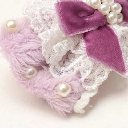 きゃんナナ CanNana ファーデコレーションバレッタリボン LB-324【小型犬 アクセサリー バレッタ ヘアーアクセサリー】
