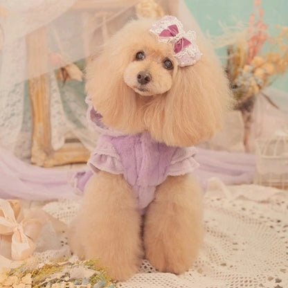 きゃんナナ CanNana ファーデコレーションバレッタリボン LB-324【小型犬 アクセサリー バレッタ ヘアーアクセサリー】