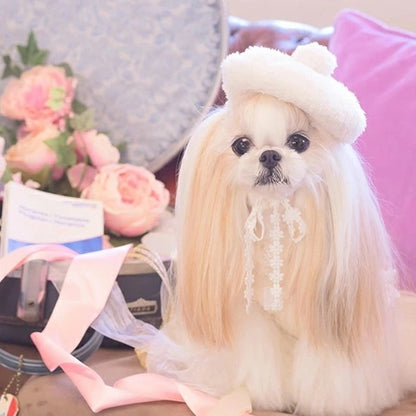 きゃんナナ CanNana ふわもこベレー帽 LH-015【小型犬 ヘアアクセサリー 帽子 ベレー】