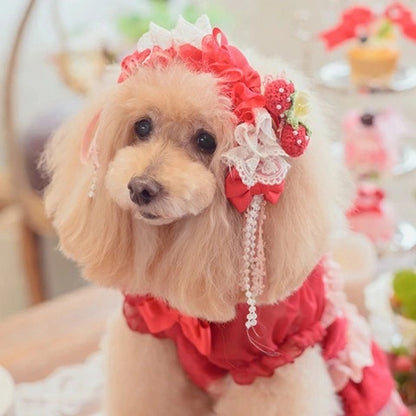 きゃんナナ CanNana いちごデコレーションヘッドドレス HD-032 ☆11月末入荷予定☆【小型犬 ヘッドドレス ヘアーアクセサリー】