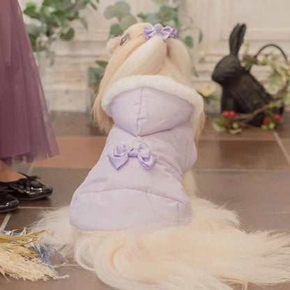 きゃんナナ CanNana リボン付き中綿マント 1174【小型犬 犬服 アウター コート マント ケープ】