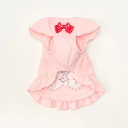 きゃんナナ CanNana くまいちごフリースワンピース 1171【小型犬 犬服 ワンピース ドレス スカート】