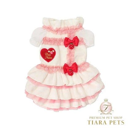 きゃんナナ CanNana 冬いちごデコレーションワンピース オフホワイト 1169【小型犬 犬服 ワンピース ドレス スカート】