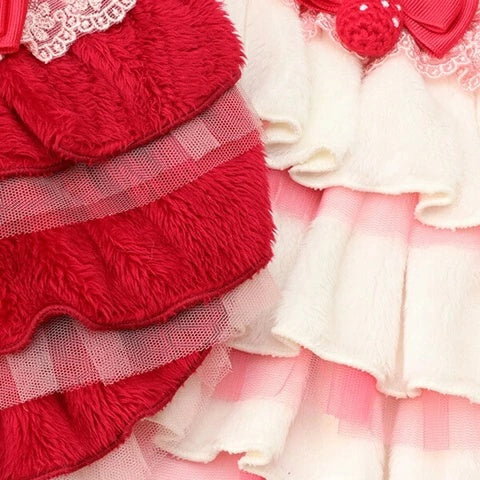 きゃんナナ CanNana 冬いちごデコレーションワンピース オフホワイト 1169【小型犬 犬服 ワンピース ドレス スカート】