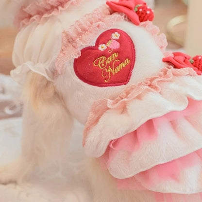 きゃんナナ CanNana 冬いちごデコレーションワンピース オフホワイト 1169【小型犬 犬服 ワンピース ドレス スカート】