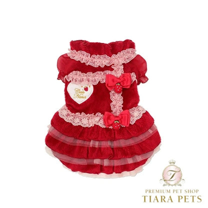 きゃんナナ CanNana 冬いちごデコレーションワンピース レッド 1169【小型犬 犬服 ワンピース ドレス スカート】