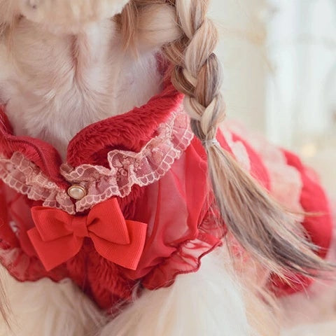 きゃんナナ CanNana 冬いちごデコレーションワンピース レッド 1169【小型犬 犬服 ワンピース ドレス スカート】