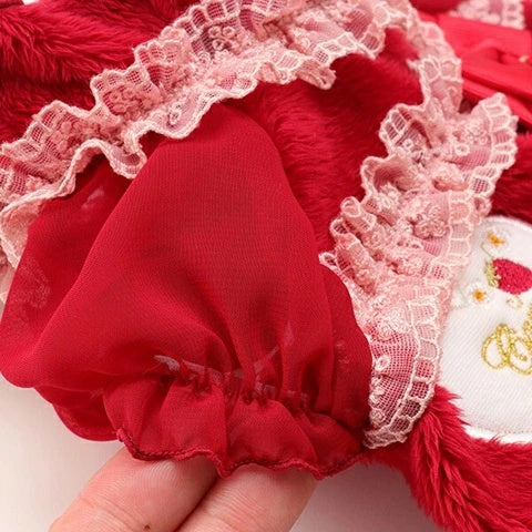 きゃんナナ CanNana 冬いちごデコレーションワンピース レッド 1169【小型犬 犬服 ワンピース ドレス スカート】