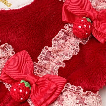 きゃんナナ CanNana 冬いちごデコレーションワンピース レッド 1169【小型犬 犬服 ワンピース ドレス スカート】
