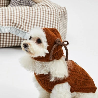 ルイスドッグ louisdog Mocha Mousse Cashmere Balaclava【小型犬 犬用 帽子 被り物 防寒 防風 セレブ】