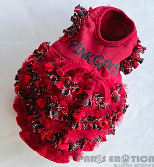 パリエロ PARIERO PINK GOLD Ruffle Dress [数量限定]【小型犬 犬服 ワンピース ドレス スカート セレブ】