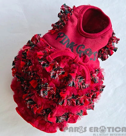 パリエロ PARIERO PINK GOLD Ruffle Dress [数量限定]【小型犬 犬服 ワンピース ドレス スカート セレブ】