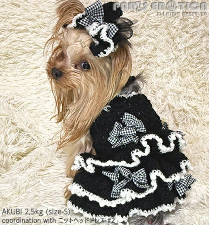 パリエロ PARIERO ニット花編みリボンドレス for M-XL [オーダーメイド]【小型犬 犬服 ワンピース ドレス スカート セレブ】