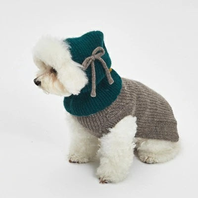 ルイスドッグ louisdog Moss Cashmere Balaclava【小型犬 犬用 バラクラバ 帽子 ニット アクセサリー セレブ】