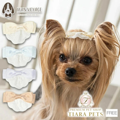 アントゥトゥ Un TouTou レース付きサテンリボン Free【小型犬 犬用 ヘアアクセサリー セレブ】