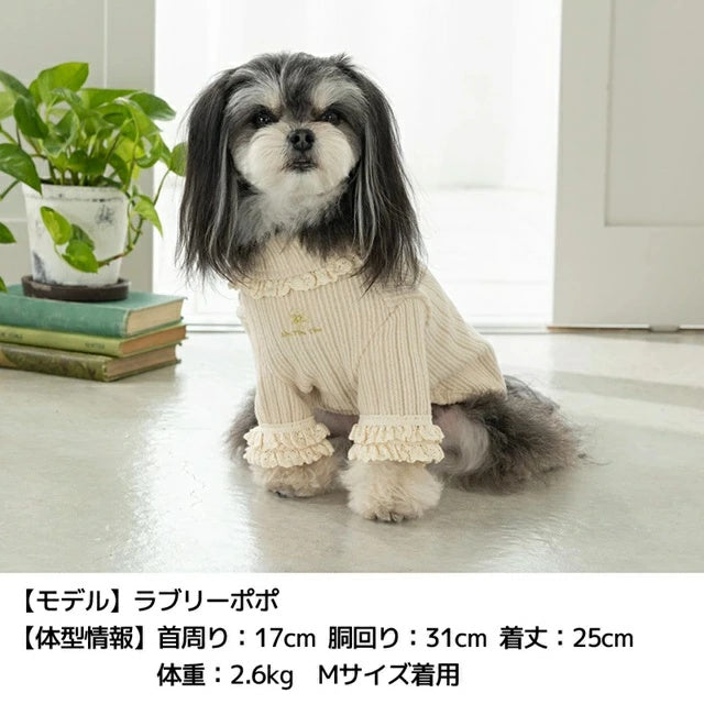 アントゥトゥ Un TouTou 襟フリルリブトレーナー【小型犬 犬服 トップス トレーナー スウェット セレブ】