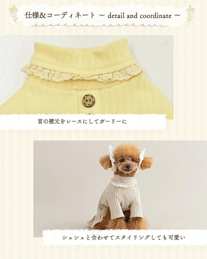 アントゥトゥ Un TouTou ローウエストリブワンピ【小型犬 犬服 ワンピース スカート ドレス セレブ】