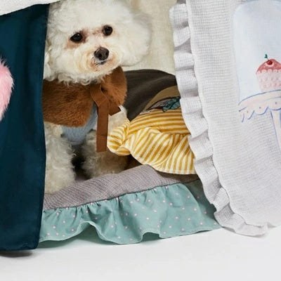 ルイスドッグ louisdog Teal Gleam Peekaboo Rug【小型犬 犬用 ベッド ハウス ラグ セレブ】