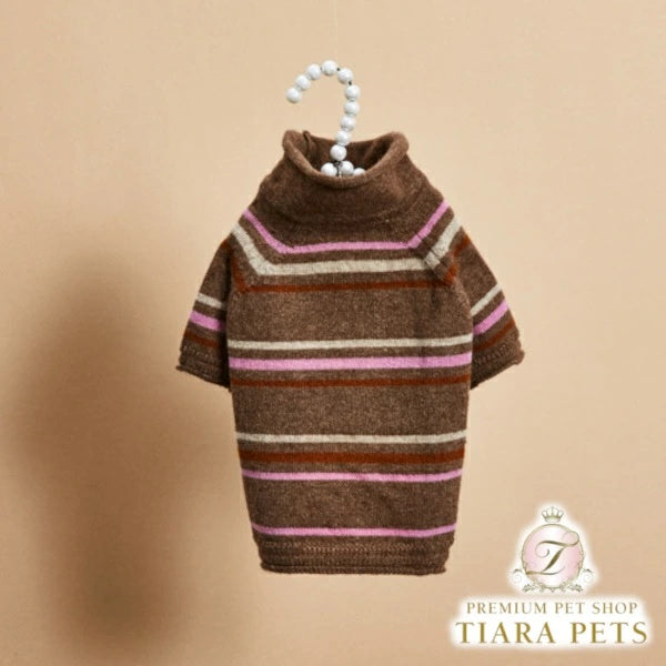 ルイスドッグ louisdog Woody Stripes Cash High Neck【小型犬 犬服 トップス ニット セーター ハイネック セレブ】