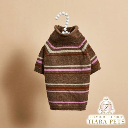 ルイスドッグ louisdog Woody Stripes Cash High Neck【小型犬 犬服 トップス ニット セーター ハイネック セレブ】