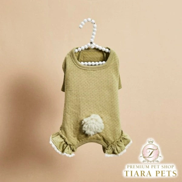 ルイスドッグ louisdog Bunny Tail Pants/Leaf Green【小型犬 犬服 ロンパース つなぎ パンツ オールインワン セレブ】
