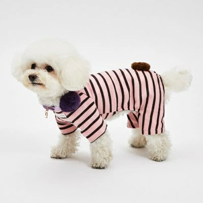 ルイスドッグ louisdog Bunny Tail Pants/Blush Stripes【小型犬 犬服 ロンパース つなぎ パンツ オールインワン セレブ】